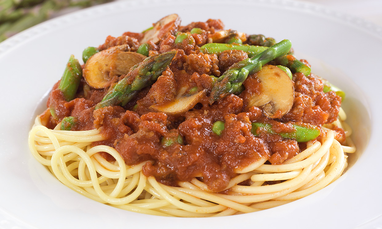 Vegetable Sausage Spaghetti