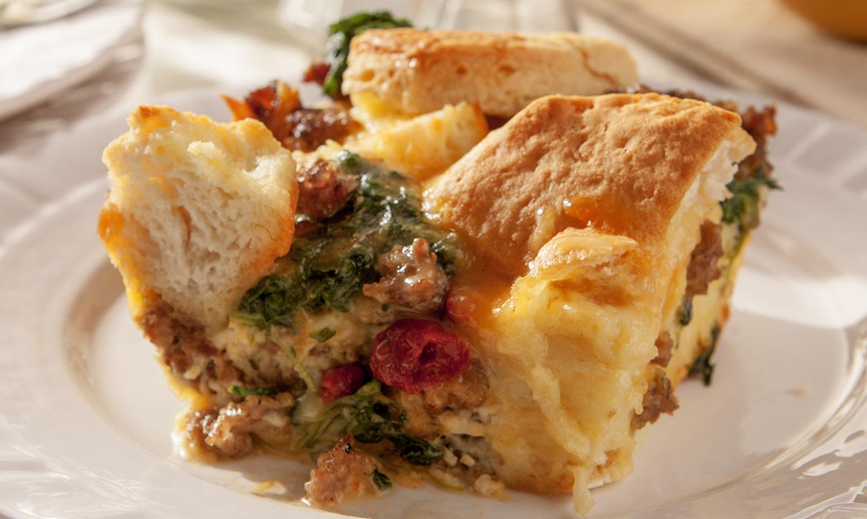 Sausage and Biscuits Strata