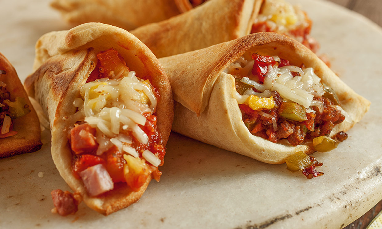 Zesty Sausage and Pepper Pizza Cones