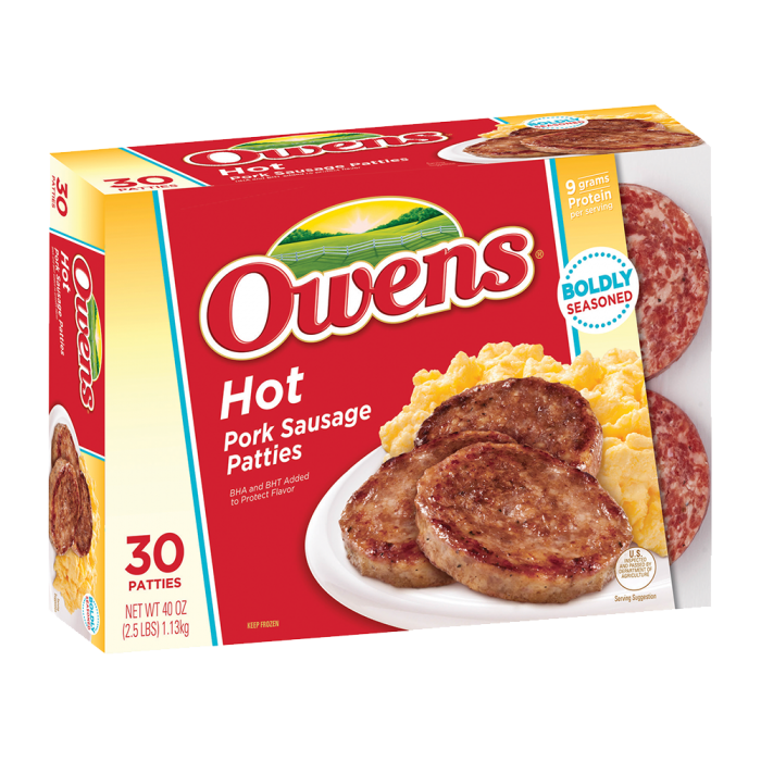  Owens® Frozen Pork Breakfast Sausage Hot 40 oz